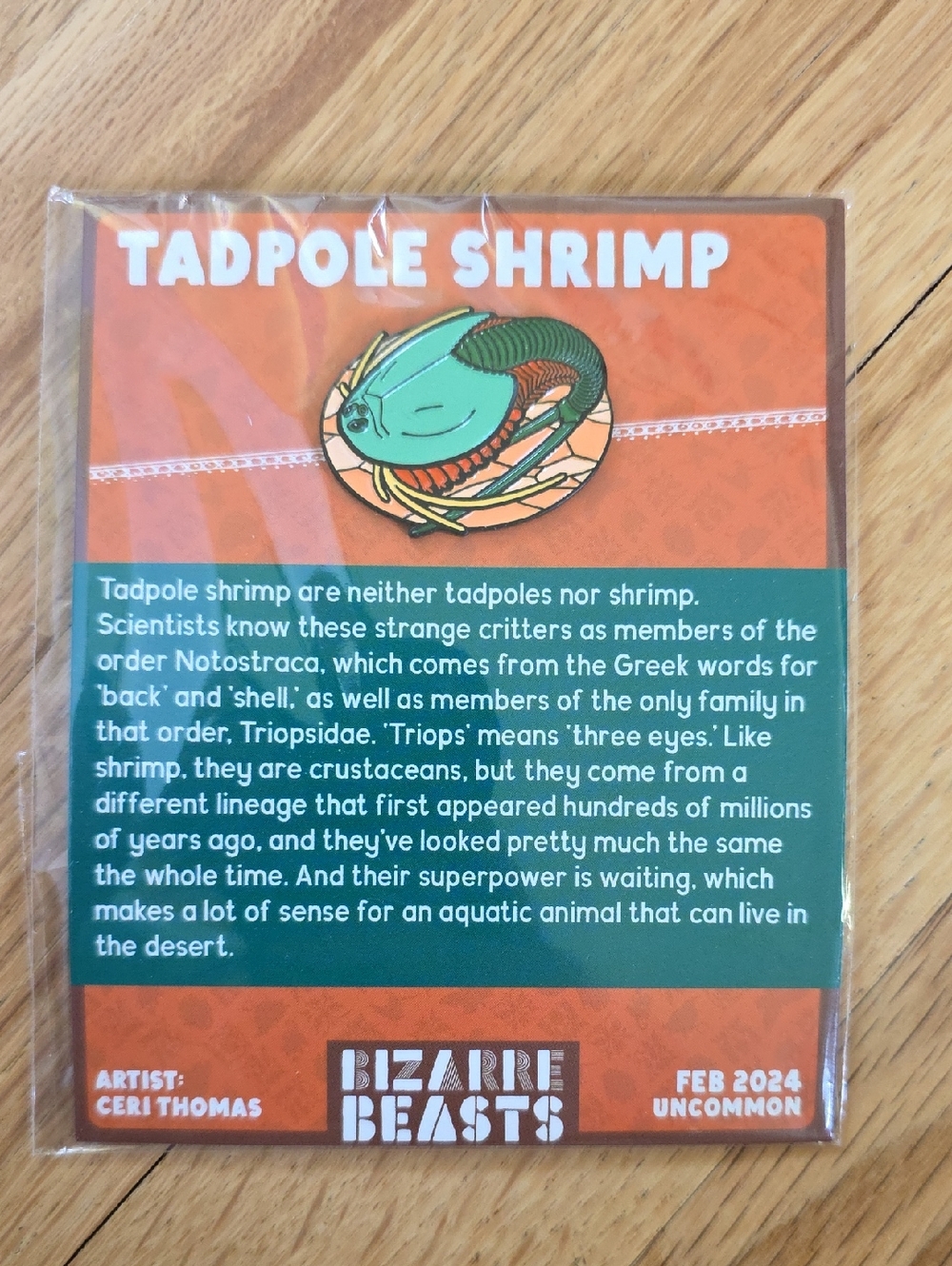Bizarre Beasts Enamel Pin Uncommon February 2024 Tadpole Shrimp